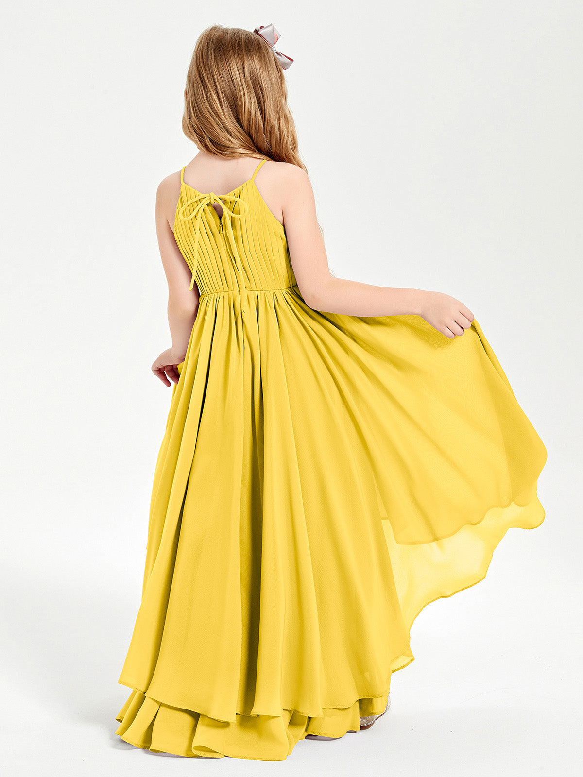 Asymmetrical Chiffon Junior Bridesmaid Dresses Marigold